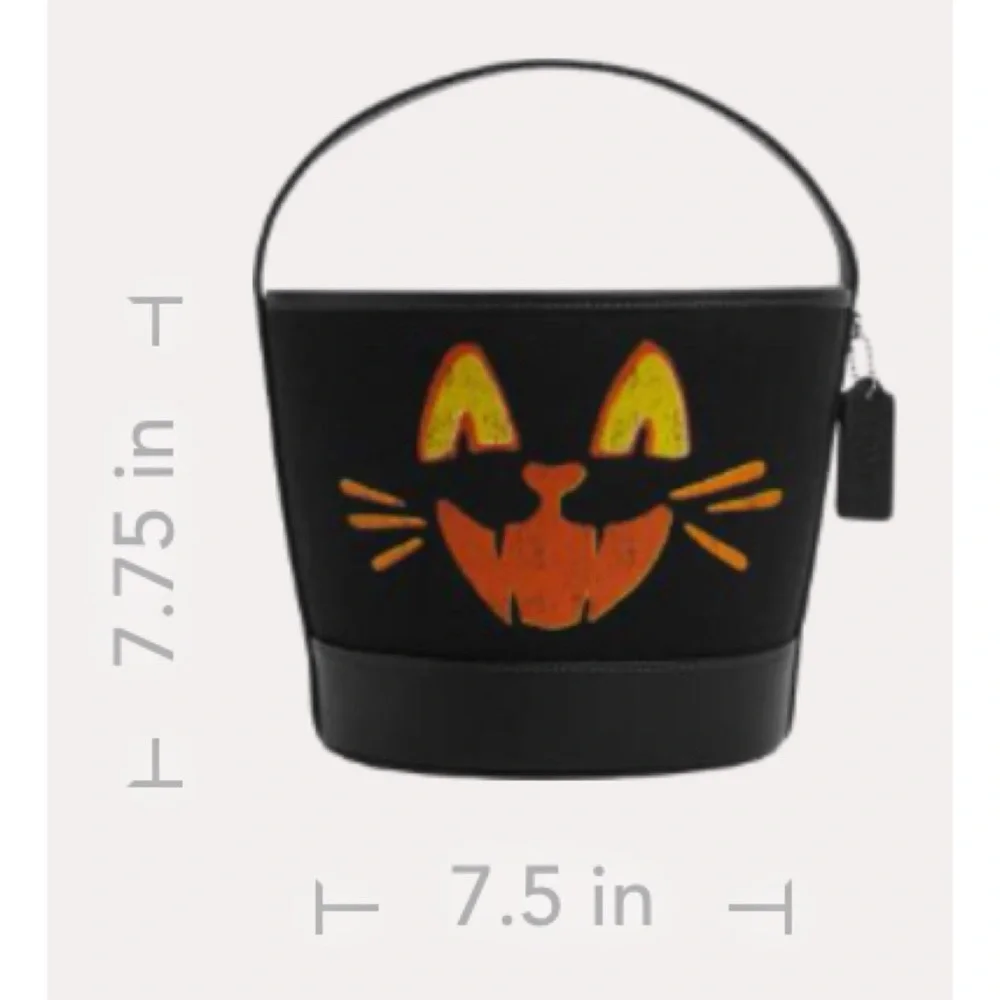 COACH HALLOWEEN CAT Trick Or Treat Bucket In Regenerative Cotton - Picture 3 of 4
